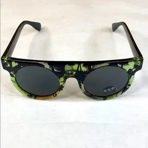 KOMONO sunglasses NEW Green and Black Palm Tree Sunglasses Komono sunglasses NEW Hippolyte palms green shield style main image 4